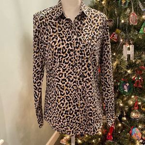 J. Crew Leopard Print Cotton Blouse Size 6